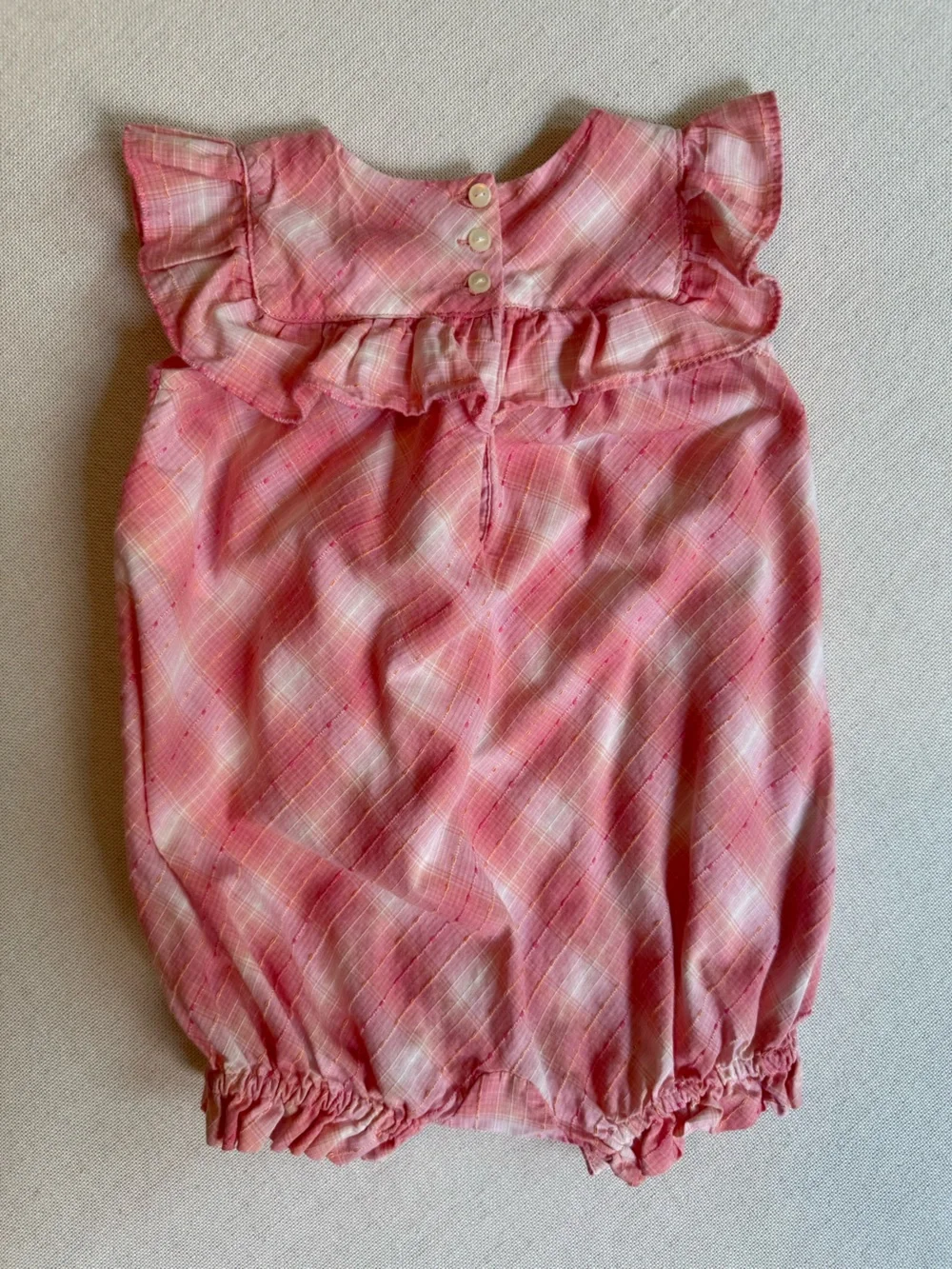 Ralph Lauren Plaid Ruffle Cotton Bubble Romper 6M